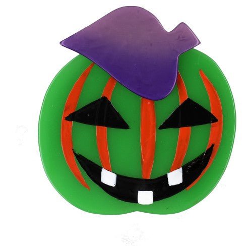 Green and Purple Pumpkin Brooch - Galalith – Vintage Jewelry - handcrafted by Pavone by Pavone