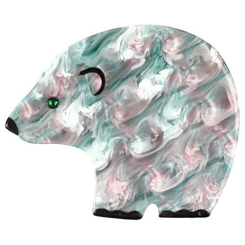 Green Boreal Round Bear Brooch - Galalith – Vintage Jewelry - handcrafted by Pavone by Pavone