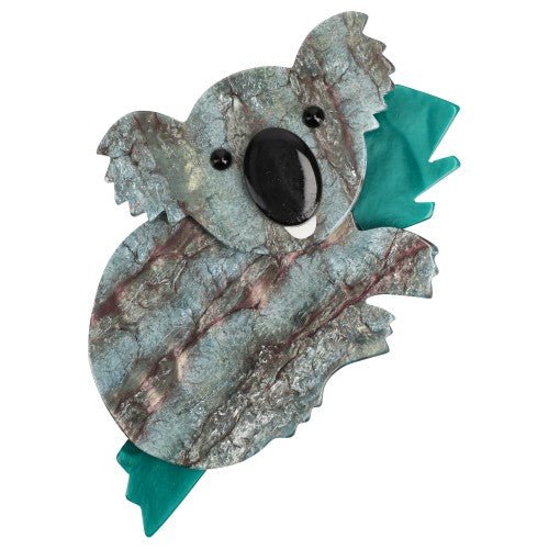 Green - grey Koala Brooch - Galalith – Vintage Jewelry - handcrafted by Pavone by Pavone