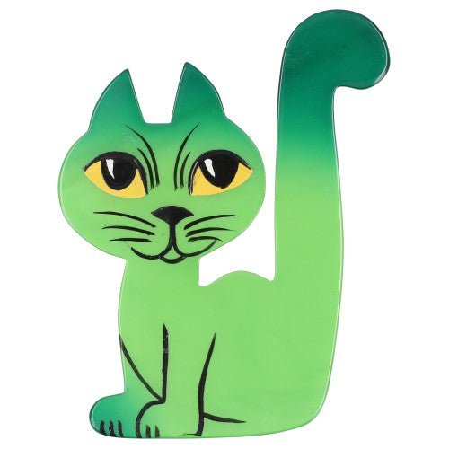 Green Milo Cat Brooch - Galalith – Vintage Jewelry - handcrafted by Pavone by Pavone
