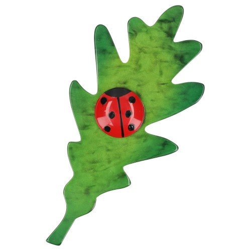 Green Oak Leaf Brooch - Galalith – Vintage Jewelry - handcrafted by Pavone by Pavone