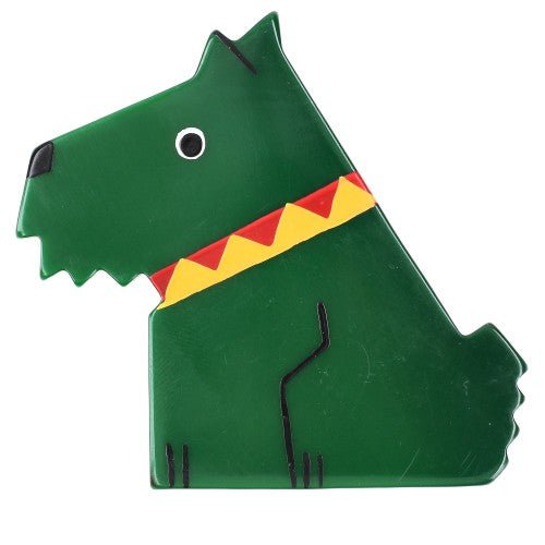 Green Ric Dog Brooch - Galalith – Vintage Jewelry - handcrafted by Pavone by Pavone