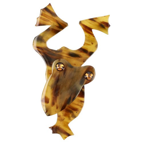 Tortoise Shell Diving Frog Brooch (large size)