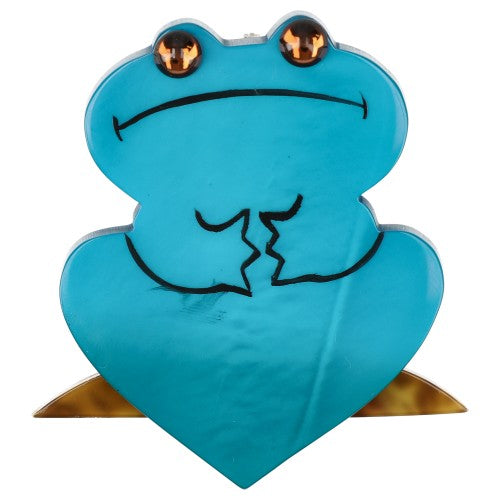 Turquoise Tree Frog Brooch 