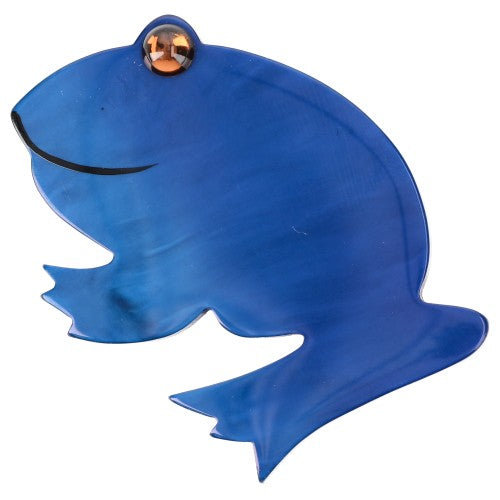 Denim Blue Frog Brooch