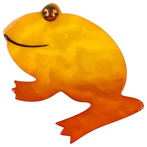 Yellow Round Frog Brooch