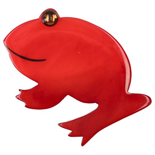 Red Round Frog Brooch
