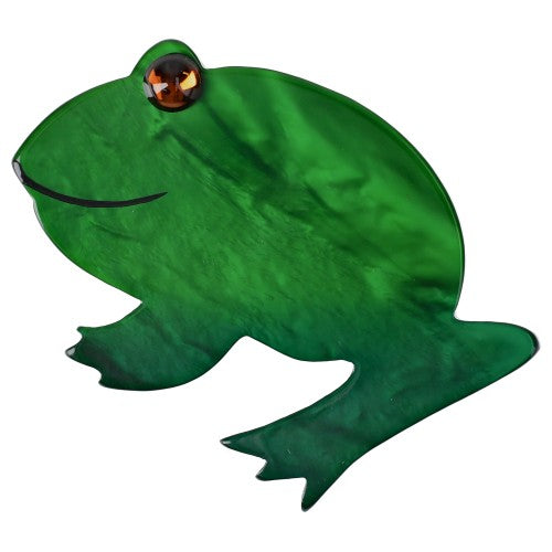 Malachite Green Round Frog Brooch