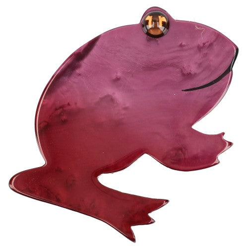 Purple Round Frog Brooch 