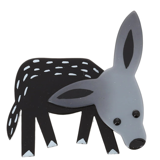 Grey and Black Donkey Brooch - Galalith – Vintage Jewelry - handcrafted by Pavone by Pavone