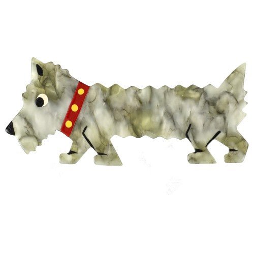 Grey-Beige Titane Westie Dog Brooch - Galalith – Vintage Jewelry - handcrafted by Pavone by Pavone