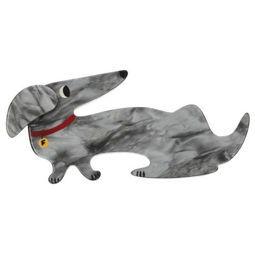 Grey Dachshund Fifi Dog Brooch - Galalith – Vintage Jewelry - handcrafted by Pavone by Pavone