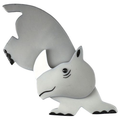 Grey Ringo Rhino Brooch - Galalith – Vintage Jewelry - handcrafted by Pavone by Pavone