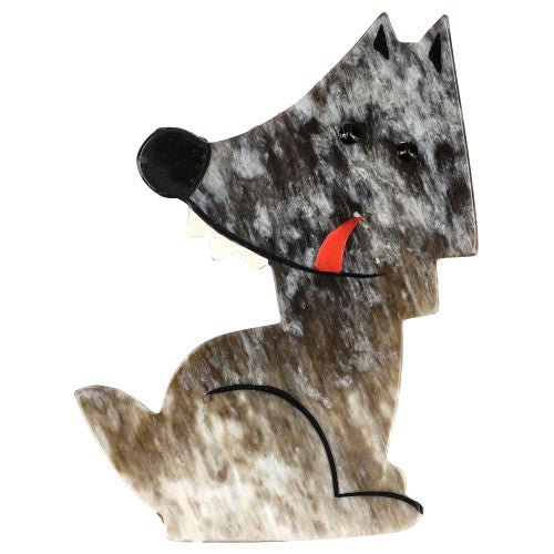 Hairy Beige Werewolf Wolf Brooch (large size) - Galalith – Vintage Jewelry - handcrafted by Pavone by Pavone