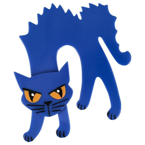 Cobalt Blue Halloween Cat Brooch
