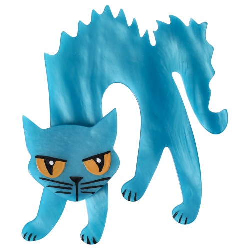 Turquoise Halloween Cat Brooch