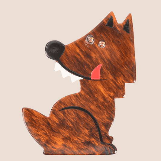 Heather Ginger Werewolf Wolf Brooch (small size) - Galalith – Vintage Jewelry - handcrafted by Pavone by Pavone