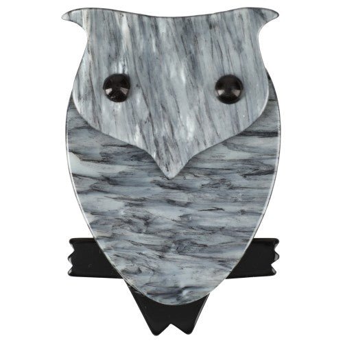 Heather Grey Owl Brooch - Galalith – Vintage Jewelry - handcrafted by Pavone by Pavone