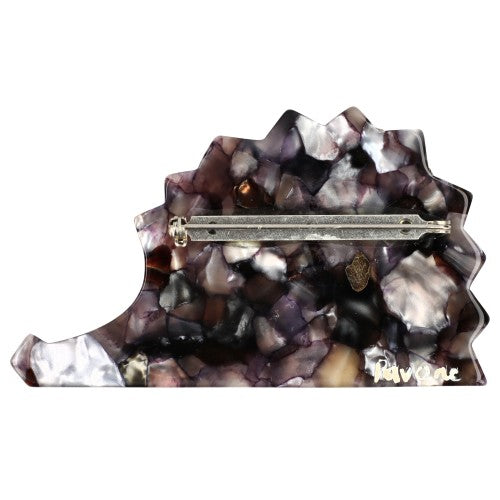 Pearly Grey Beige Hedgehog Brooch (right) back side
