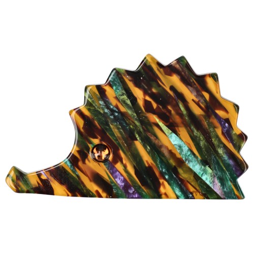 Multicolor on BrownPearly Hedgehog Brooch (diagonal pattern) 