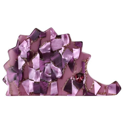 Pink and Purple Mosaic Hedgehog Brooch 
