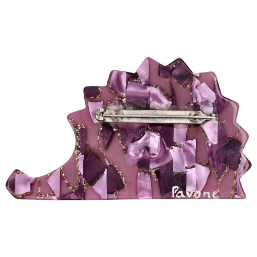 Pink and Purple Mosaic Hedgehog Brooch  back side