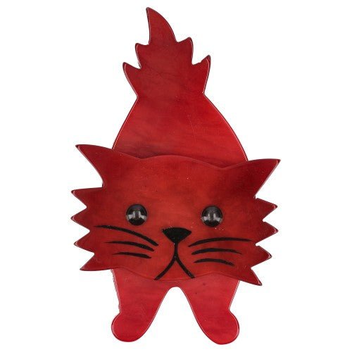 Hermes Red Roc Cat Brooch - Galalith – Vintage Jewelry - handcrafted by Pavone by Pavone