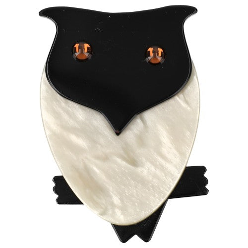 Black and White Owl Brooch