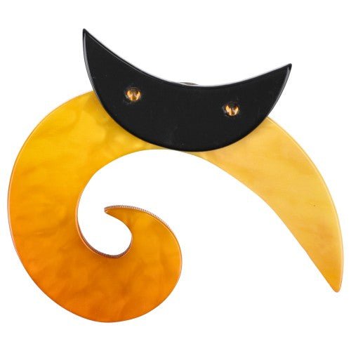 Honey Yellow Spirale Cat Brooch - Galalith – Vintage Jewelry - handcrafted by Pavone by Pavone