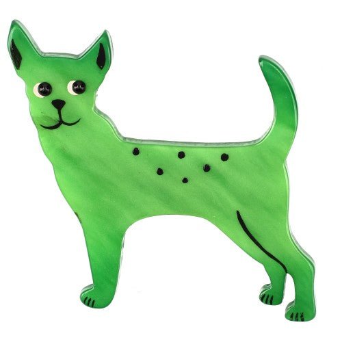 Apple Green Honoré Chihuahua Dog Brooch (left) - Galalith – Vintage Jewelry - handcrafted by Pavone by Pavone