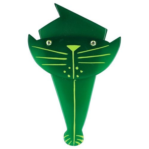 Imperial Green Voltiko Cat Brooch - Galalith – Vintage Jewelry - handcrafted by Pavone by Pavone