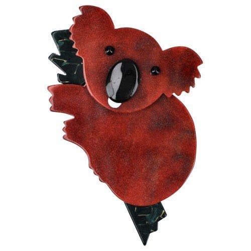 Iridescent Burgundy Red and Green Koala Brooch - Galalith – Vintage Jewelry - handcrafted by Pavone by Pavone