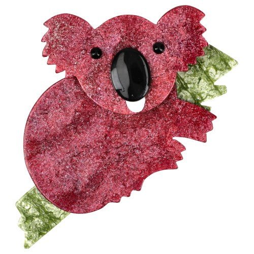 Iridescent Metallic Pink and Almond Green Koala Brooch - Galalith – Vintage Jewelry - handcrafted by Pavone by Pavone