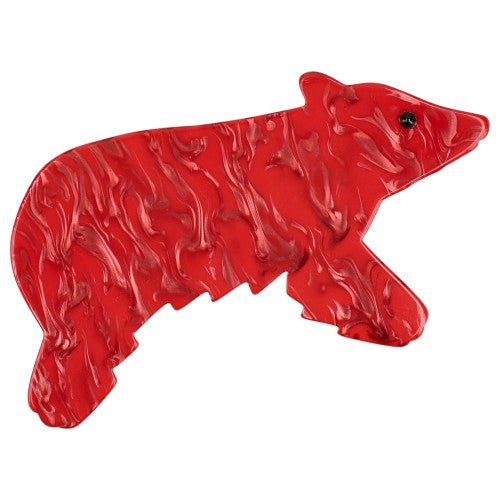 Iridescent Red Canada Bear Brooch (large size) - Galalith – Vintage Jewelry - handcrafted by Pavone by Pavone