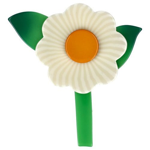 Ivoirine White and Yellow Peony Flower Brooch - Galalith – Vintage Jewelry - handcrafted by Pavone by Pavone