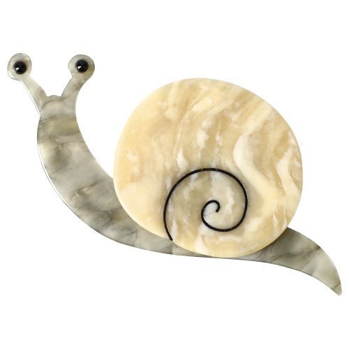 Ivory and Grey Snail Brooch - Galalith – Vintage Jewelry - handcrafted by Pavone by Pavone