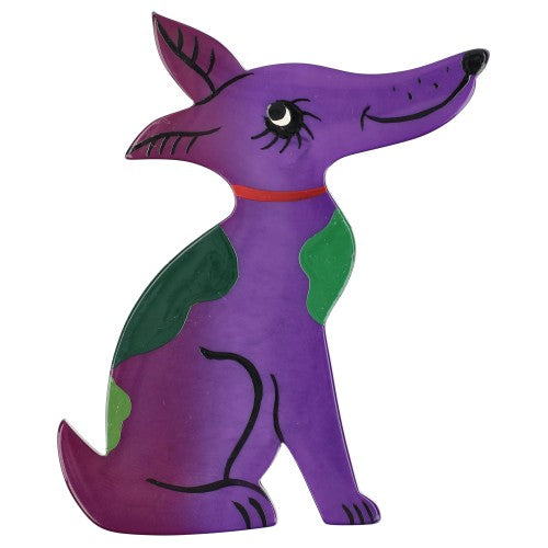 Purple and Green Jack Russel Dog Brooch