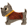 Grey, Red Checkered and Yellow Dog Brooch