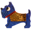 Blue, Yellow Checkered and Red Dog Brooch