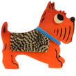 Ginger, Checkered and Blue Jano Dog Brooch