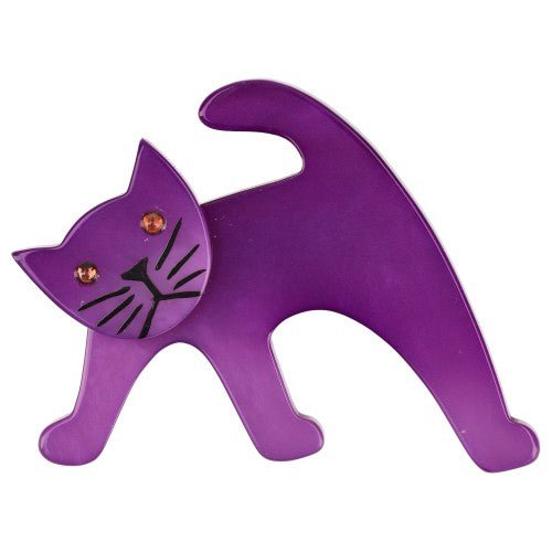 Jasmine Purple Ouistiti Cat Brooch - Galalith – Vintage Jewelry - handcrafted by Pavone by Pavone