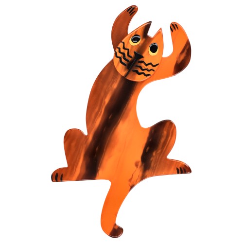 Orange and Ginger Jazzy Cat Brooch (large size)