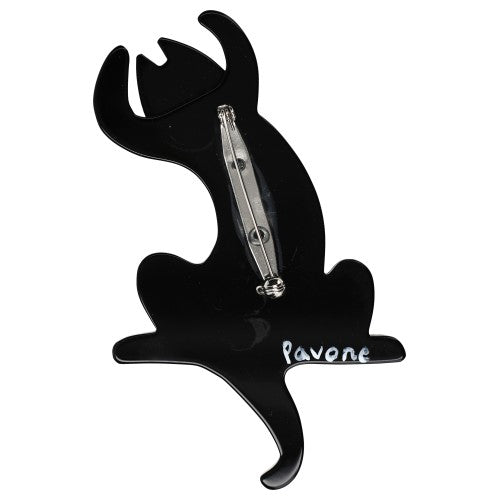 Black Halloween Jazzy Cat Brooch back side