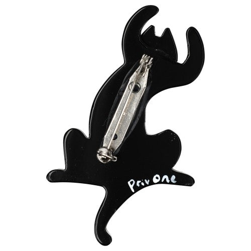 Black Halloween Jazzy Cat Brooch Left (small size) back side