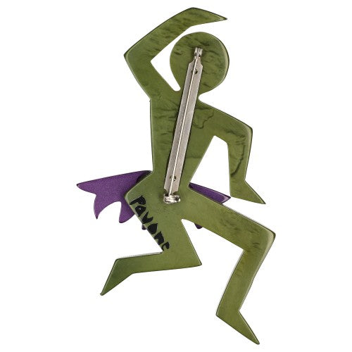 Moss Green and Purple Dancing Josephine Brooch (backside)