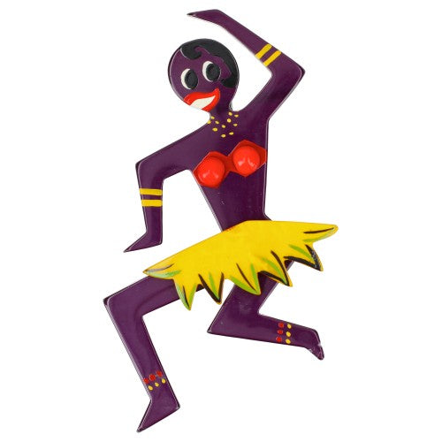 Purple Aubergine and Yellow Dancing Josephine Brooch