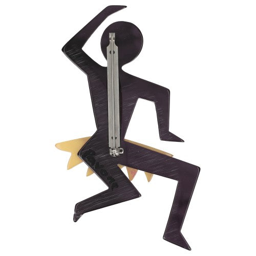 Purple Aubergine and Yellow Dancing Josephine Brooch (backside)