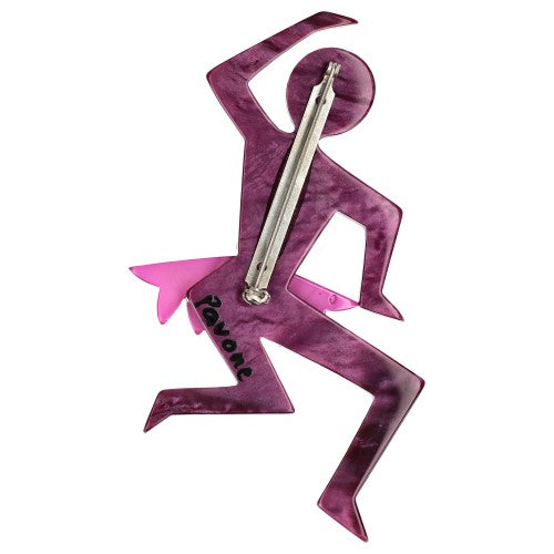 Amethyst Violet and Pink Dancing Josephine Brooch (backside)