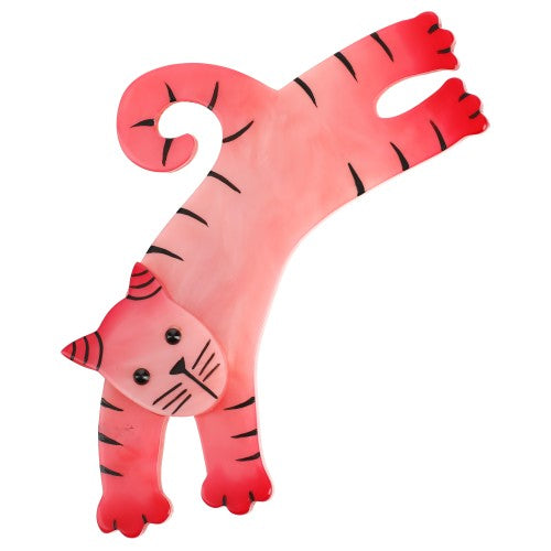 Pink Jumpy Cat Brooch