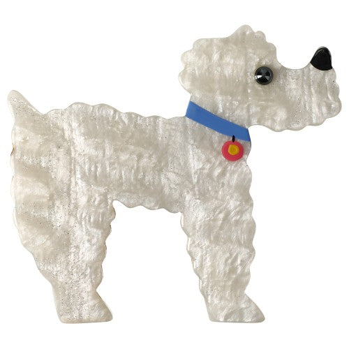 Pearly White Kaoba Poodle Dog Brooch